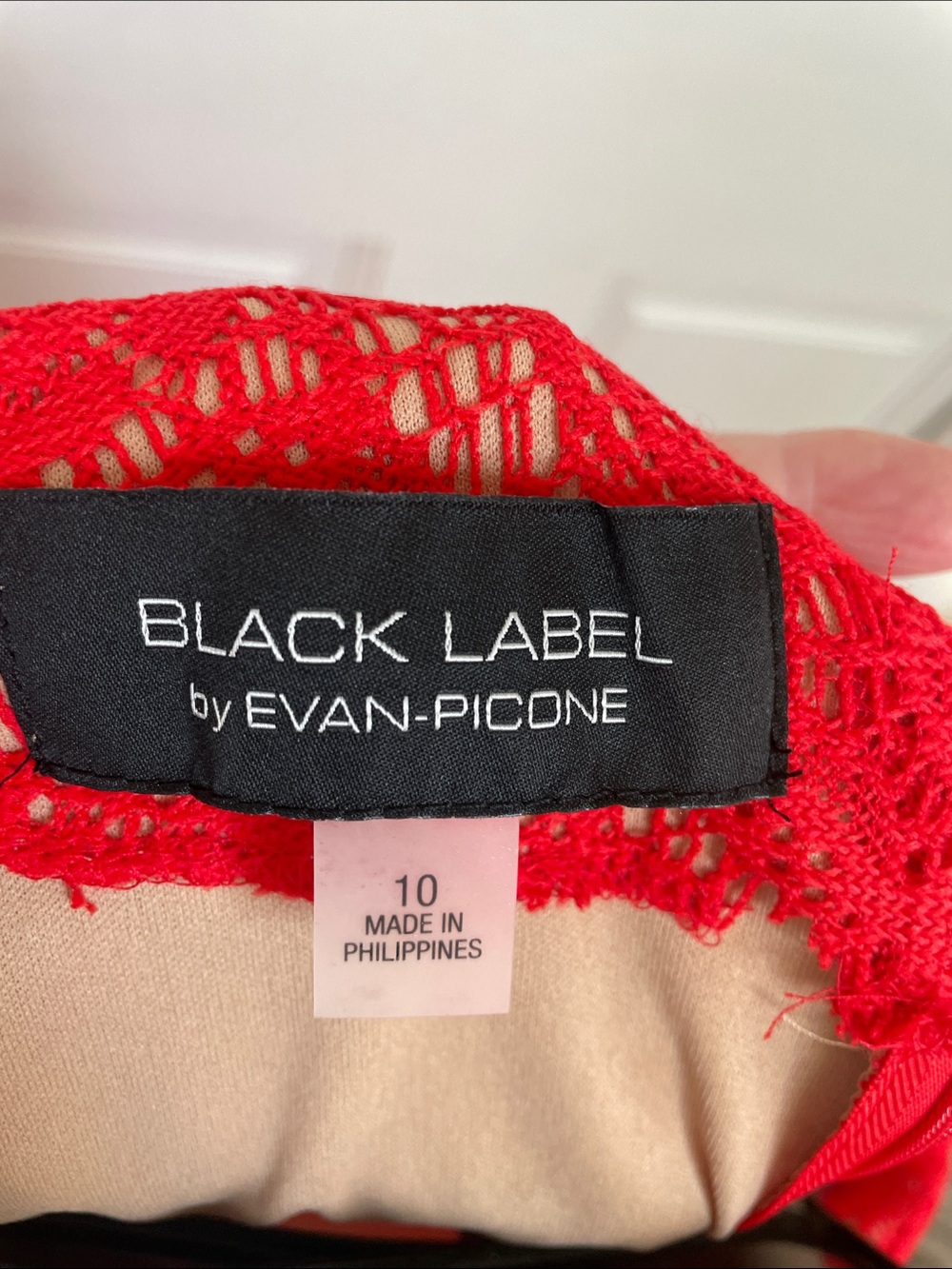 Evan Picone Red Lace Midi Dress with Belt - Picture 2 of 3